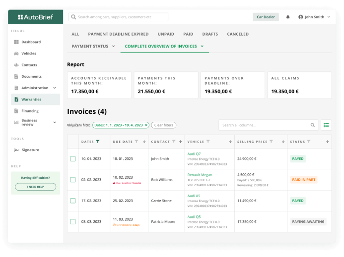 Autobrief: Easily manage and track all issued invoices and payments